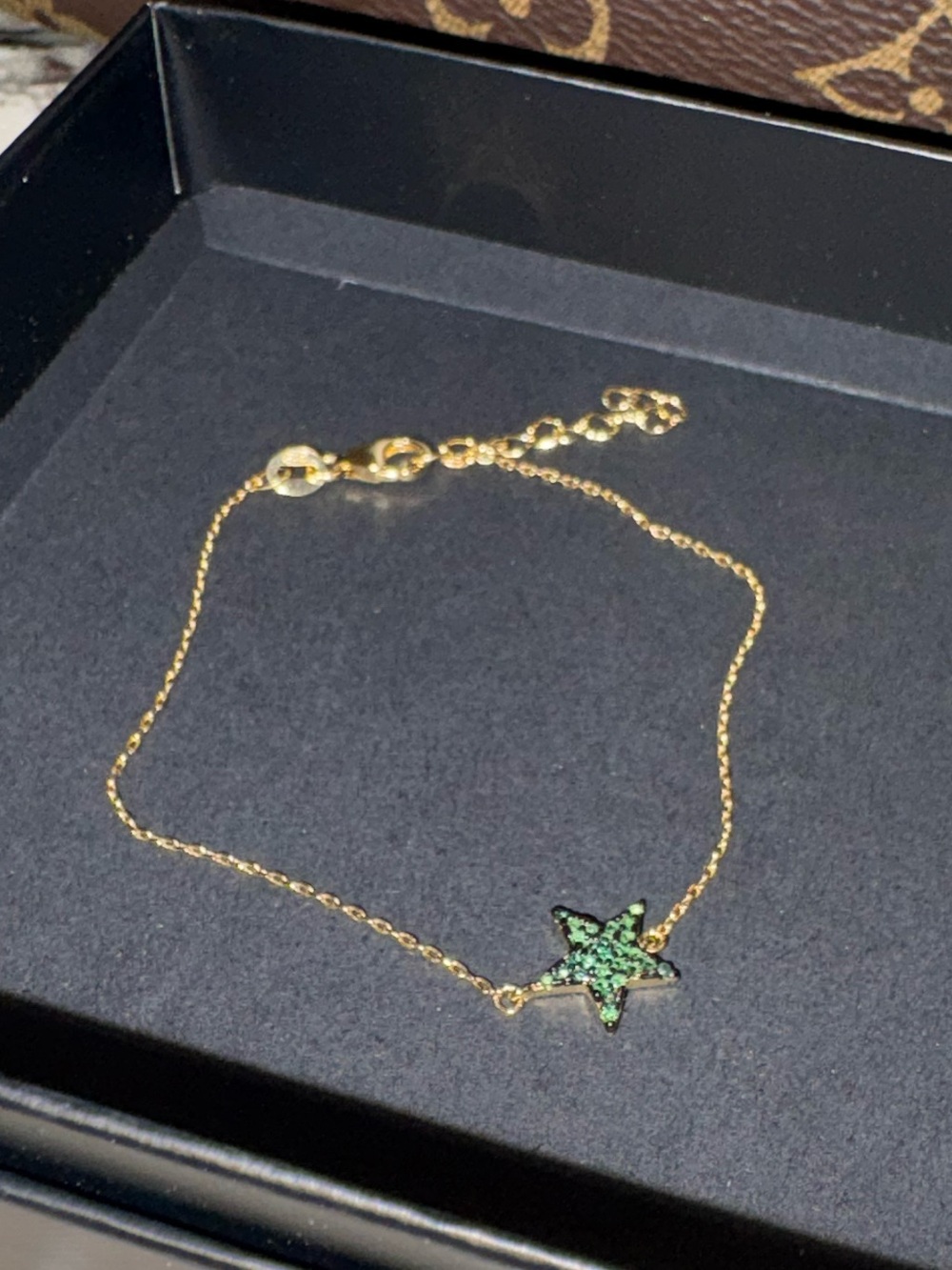 14k over 925 Green Star Bracelet